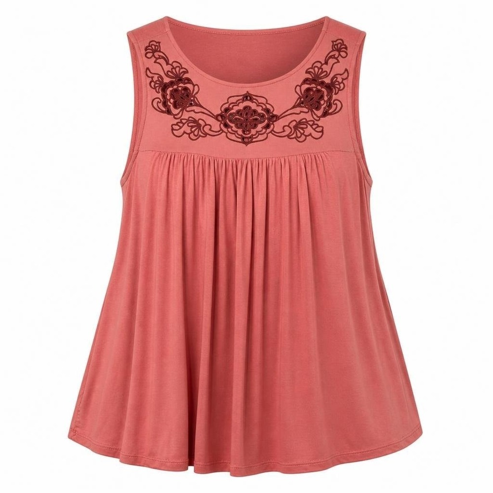 Torrid 3 Tank Top Womens Pink Embroidered Scoop Neck Boho Coastal Eyelet Coquett